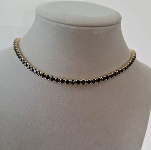 4mm Black onyx diamond cut cushion shape tennis bracelet